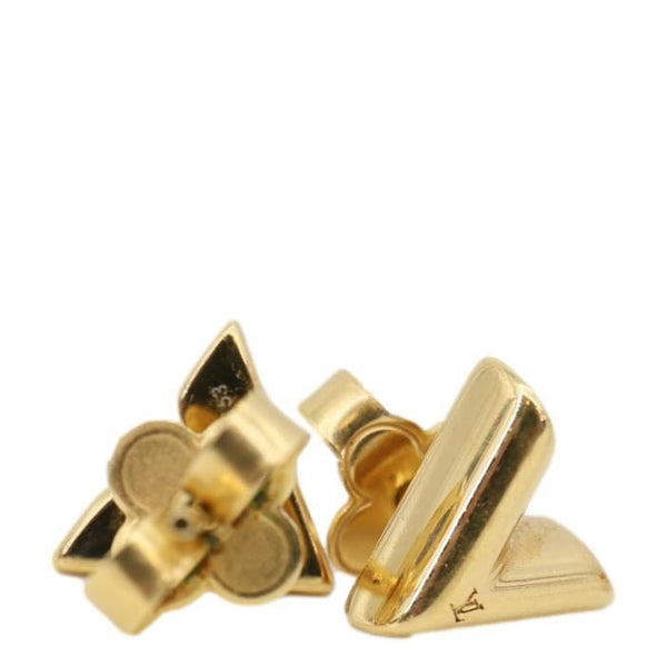 LOUIS VUITTON V Stud Essential Metal Earrings Gold