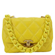 CHANEL CC Flap Candy Chain Mini Quilted Lambskin Leather Crossbody Bag Yellow