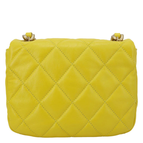 CHANEL CC Flap Candy Chain Mini Quilted Lambskin Leather Crossbody Bag Yellow