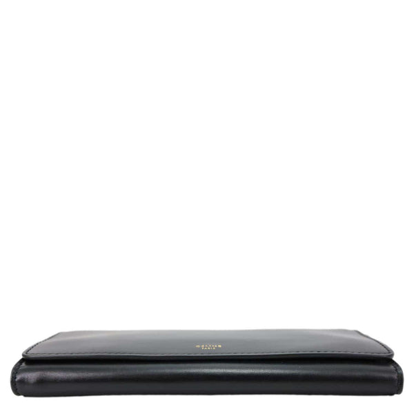 CELINE Logo Flap Large Leather Bifold Wallet Black