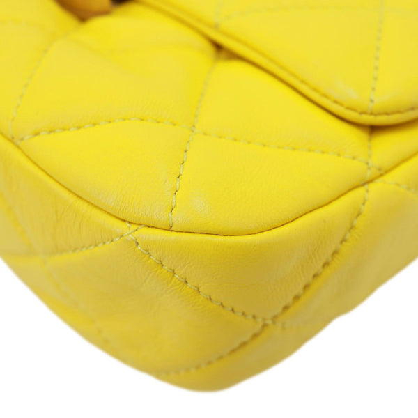 CHANEL CC Flap Candy Chain Mini Quilted Lambskin Leather Crossbody Bag Yellow