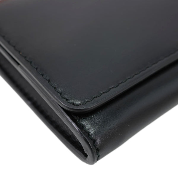 CELINE Logo Flap Large Leather Bifold Wallet Black
