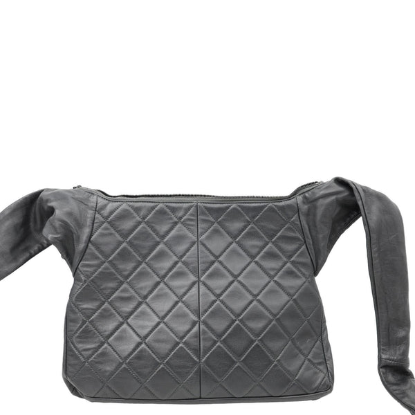 CHANEL Girl Quilted Lambskin Leather Crossbody Bag Grey
