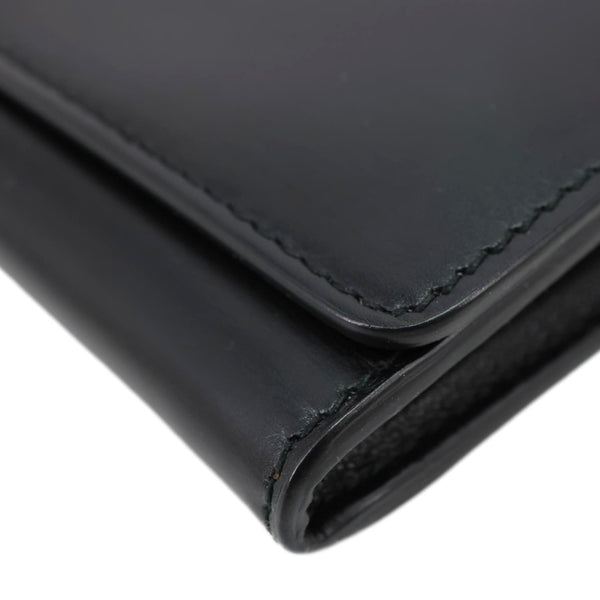 CELINE Logo Flap Large Leather Bifold Wallet Black