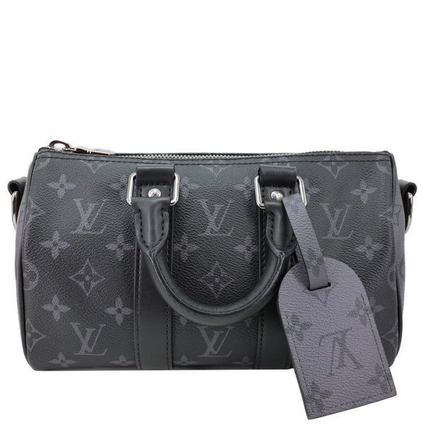 LOUIS VUITTON Keepall 25 Bandouliere Monogram Eclipse Reverse Canvas Satchel Bag Black