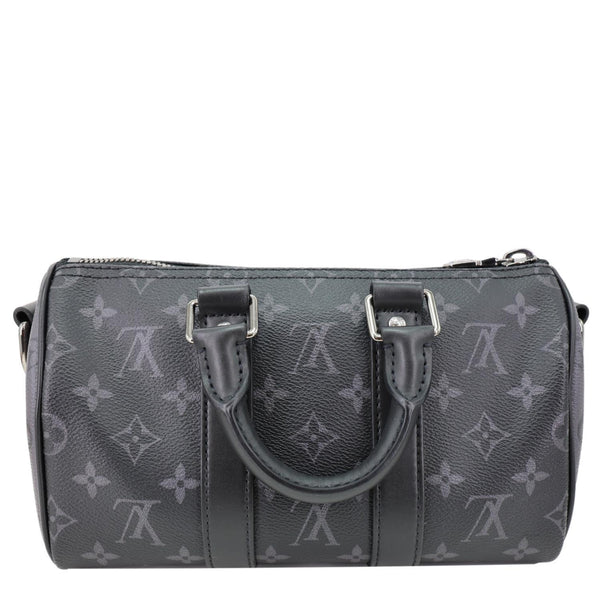 LOUIS VUITTON Keepall 25 Bandouliere Monogram Eclipse Reverse Canvas Satchel Bag Black
