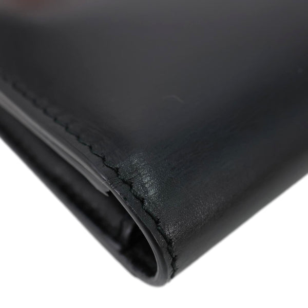 CELINE Logo Flap Large Leather Bifold Wallet Black