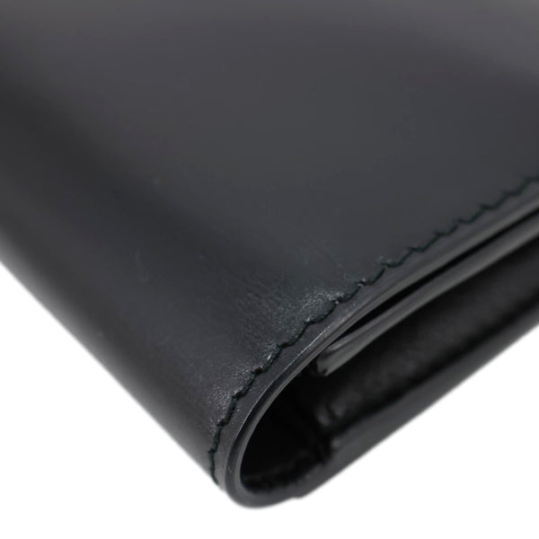 CELINE Logo Flap Large Leather Bifold Wallet Black