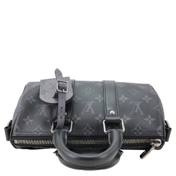 LOUIS VUITTON Keepall 25 Bandouliere Monogram Eclipse Reverse Canvas Satchel Bag Black