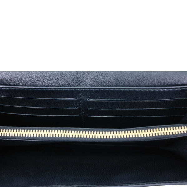 CELINE Logo Flap Large Leather Bifold Wallet Black