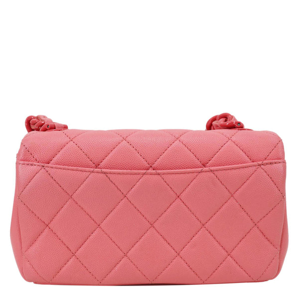 CHANEL My Everything Flap Small Quilted Caviar Leather Shoulder Bag Pink