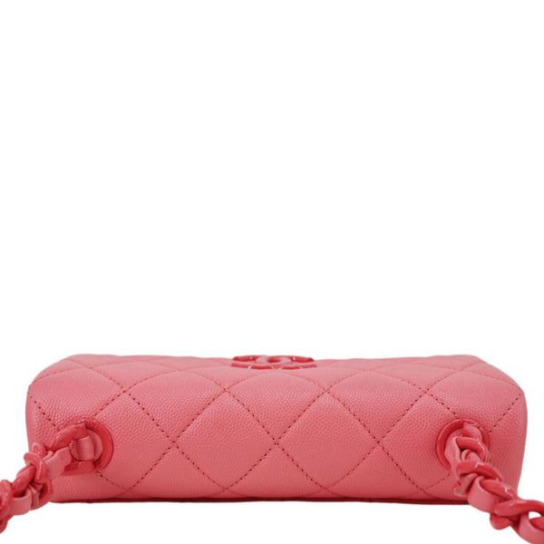 CHANEL My Everything Flap Small Quilted Caviar Leather Shoulder Bag Pink