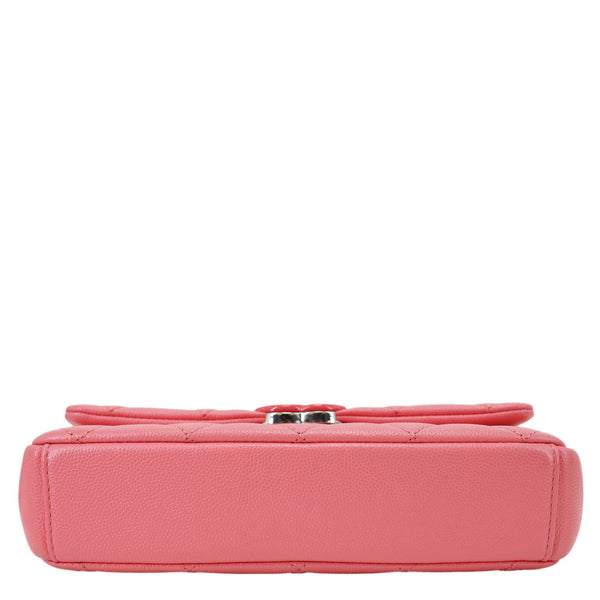 CHANEL My Everything Flap Small Quilted Caviar Leather Shoulder Bag Pink