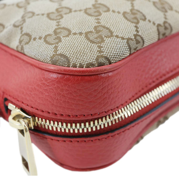GUCCI Bree GG Canvas Leather Crossbody Bag Red 449413