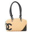 CHANEL Cambon Ligne Quilted Leather Bowler Tote Bag Beige