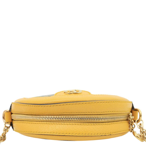 GUCCI Ophidia Mini Flora GG Round Supreme Monogram Web Crossbody Bag Yellow 550618