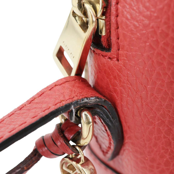 GUCCI Bree GG Canvas Leather Crossbody Bag Red 449413