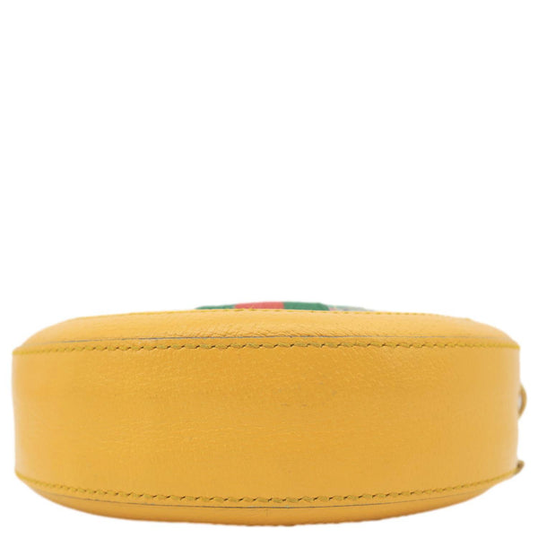 GUCCI Ophidia Mini Flora GG Round Supreme Monogram Web Crossbody Bag Yellow 550618