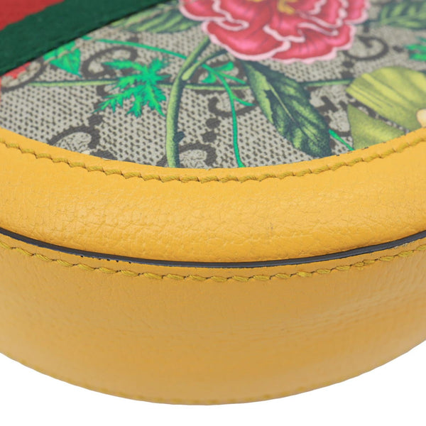 GUCCI Ophidia Mini Flora GG Round Supreme Monogram Web Crossbody Bag Yellow 550618