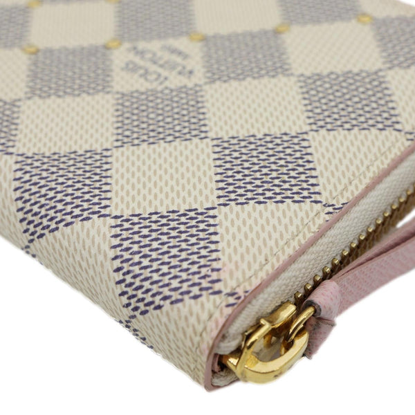 LOUIS VUITTON Studded Clemence Damier Azur Wallet Rose Ballerine