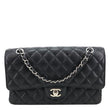 CHANEL Classic Double Flap Medium Quilted Caviar Leather Shoulder Bag Black