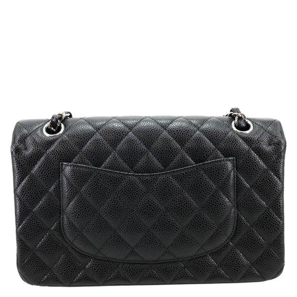 CHANEL Classic Double Flap Medium Quilted Caviar Leather Shoulder Bag Black