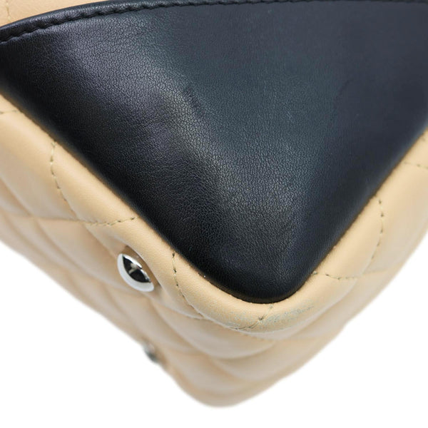 CHANEL Cambon Ligne Quilted Leather Bowler Tote Bag Beige