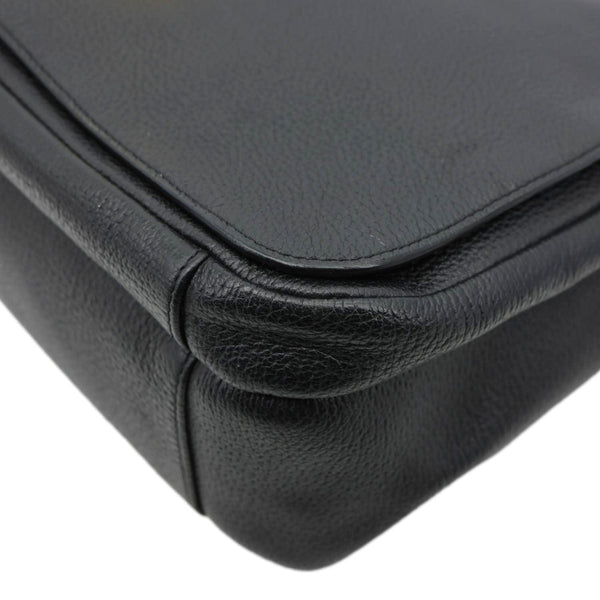 VERSACE Medusa Head Leather Messenger Bag Black