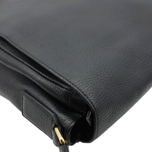 VERSACE Medusa Head Leather Messenger Bag Black