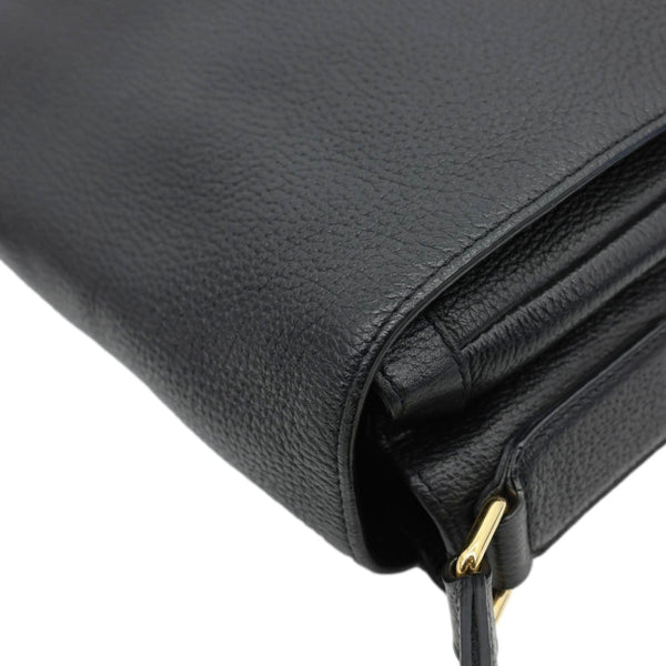 VERSACE Medusa Head Leather Messenger Bag Black