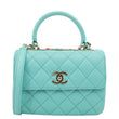CHANEL Trendy CC Flap Mini Quilted Lambskin Top Handle Shoulder Bag Turquoise