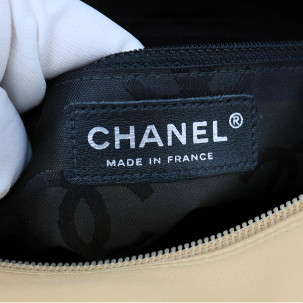 CHANEL Cambon Ligne Quilted Leather Bowler Tote Bag Beige