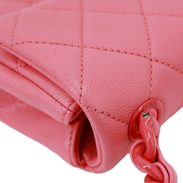 CHANEL My Everything Flap Small Quilted Caviar Leather Shoulder Bag Pink