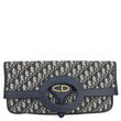 CHRISTIAN DIOR Fold Over Oblique Monogram Canvas Clutch Navy Blue