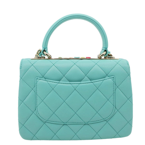 CHANEL Trendy CC Flap Mini Quilted Lambskin Top Handle Shoulder Bag Turquoise