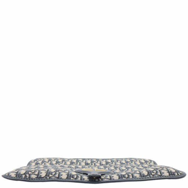 CHRISTIAN DIOR Fold Over Oblique Monogram Canvas Clutch Navy Blue