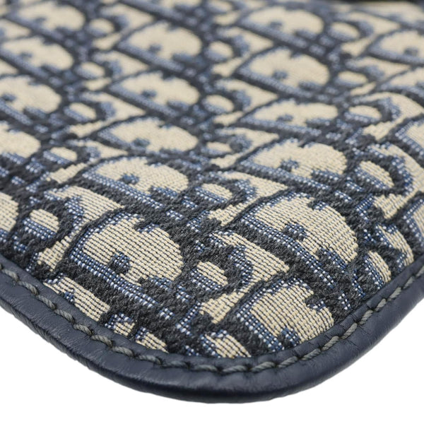 CHRISTIAN DIOR Fold Over Oblique Monogram Canvas Clutch Navy Blue