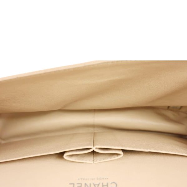 CHANEL Jumbo Classic Double Flap Caviar Leather Shoulder Bag Cream