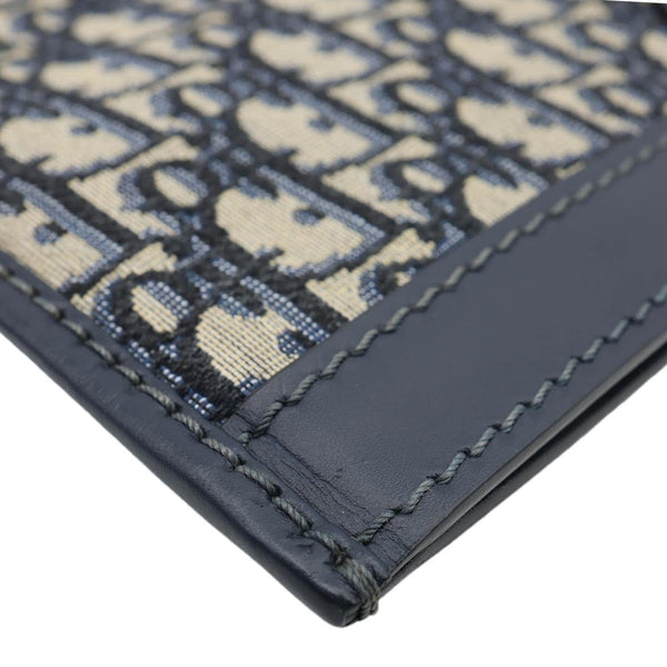 CHRISTIAN DIOR Fold Over Oblique Monogram Canvas Clutch Navy Blue