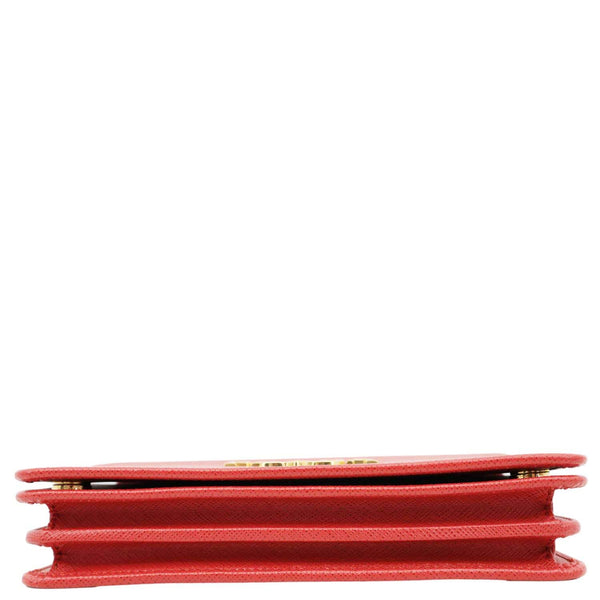 PRADA Chain Flap Saffiano Leather Crossbody Bag Red