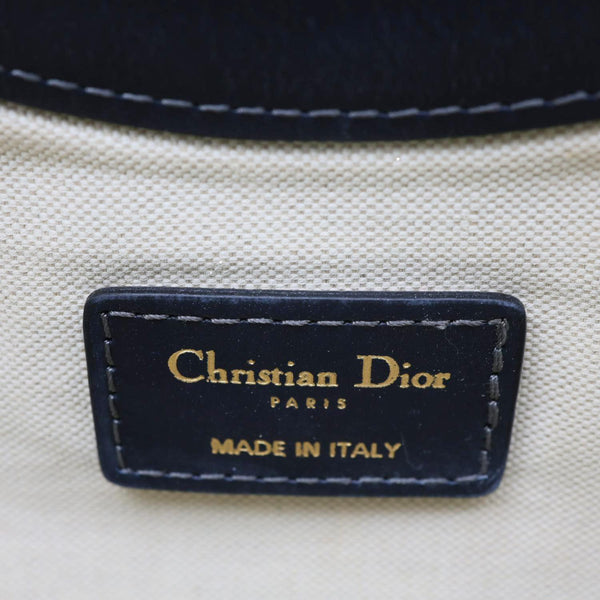 CHRISTIAN DIOR Fold Over Oblique Monogram Canvas Clutch Navy Blue
