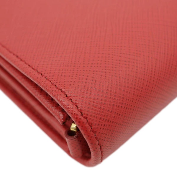PRADA Chain Flap Saffiano Leather Crossbody Bag Red