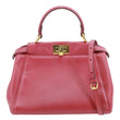 FENDI Peekaboo Nappa Leather Top Handle Crossbody Bag Red