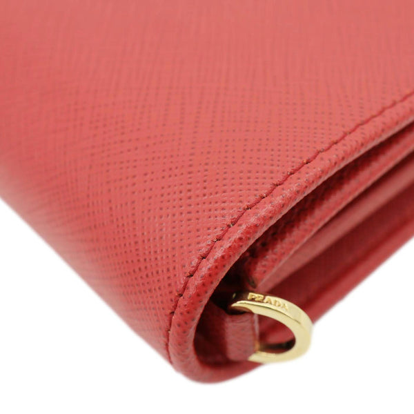 PRADA Chain Flap Saffiano Leather Crossbody Bag Red