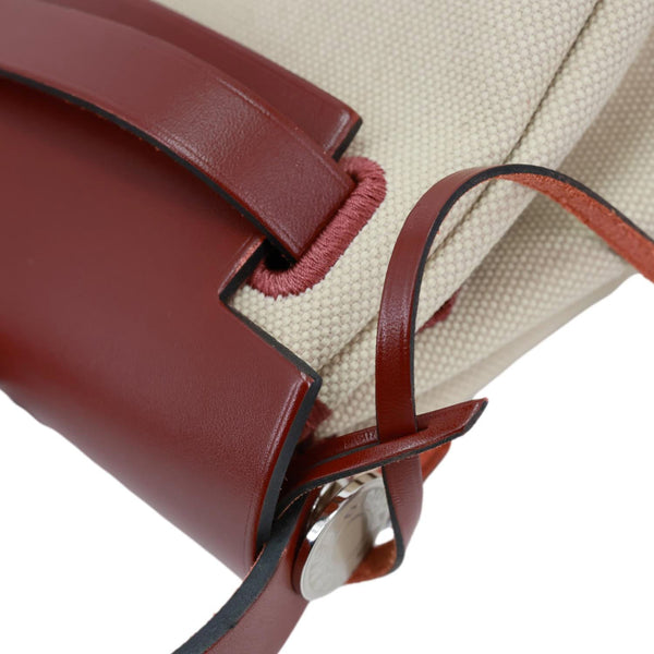 HERMES Herbag Zip Retourne 31 Toile Canvas Shoulder Bag White