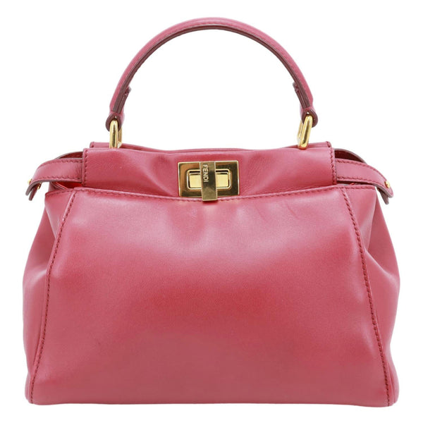 FENDI Peekaboo Nappa Leather Top Handle Crossbody Bag Red
