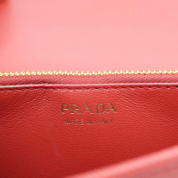 PRADA Chain Flap Saffiano Leather Crossbody Bag Red