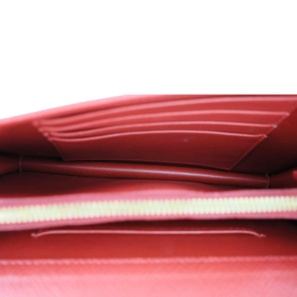 PRADA Chain Flap Saffiano Leather Crossbody Bag Red