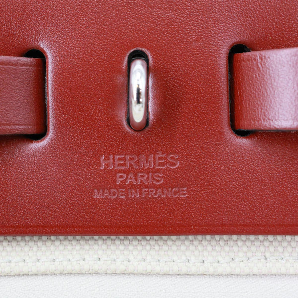 HERMES Herbag Zip Retourne 31 Toile Canvas Shoulder Bag White