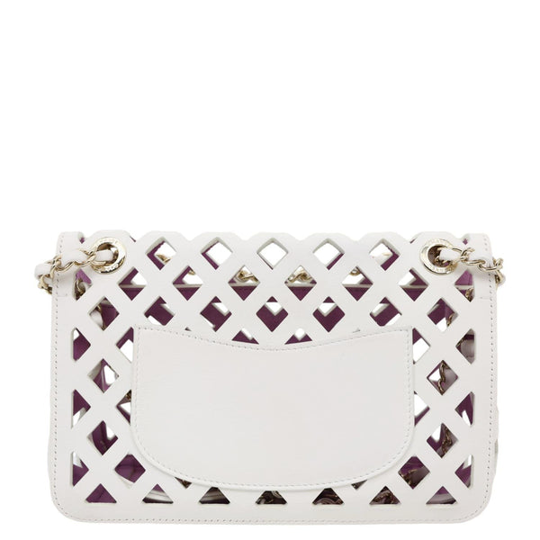 CHANEL See Through Flap Small Lambskin Leather Shoulder Bag White